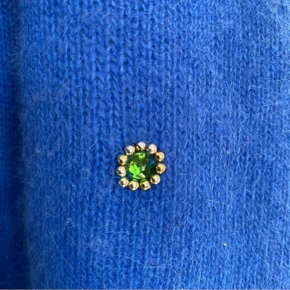 Marco Pecci Sweater Vtg 1980s Blue Angora & Wool Jeweled Beaded Pullover Sz 40 - Picture 8 of 11